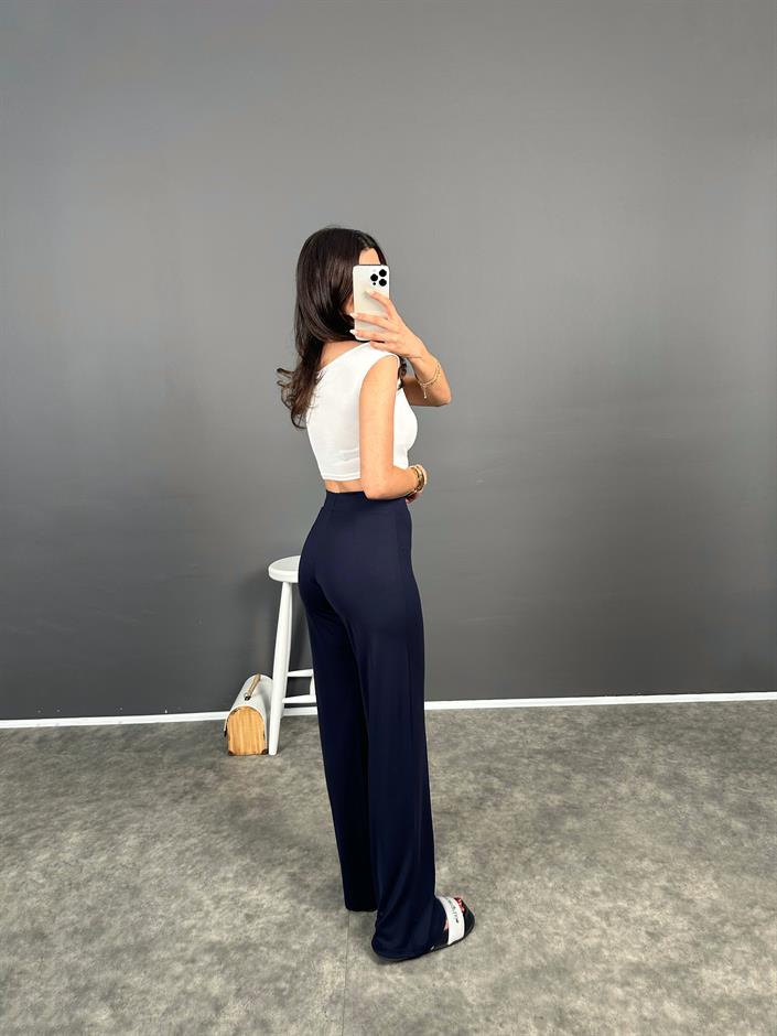 Bancy Lacivert Çımalı Rahat Modal Pantolon