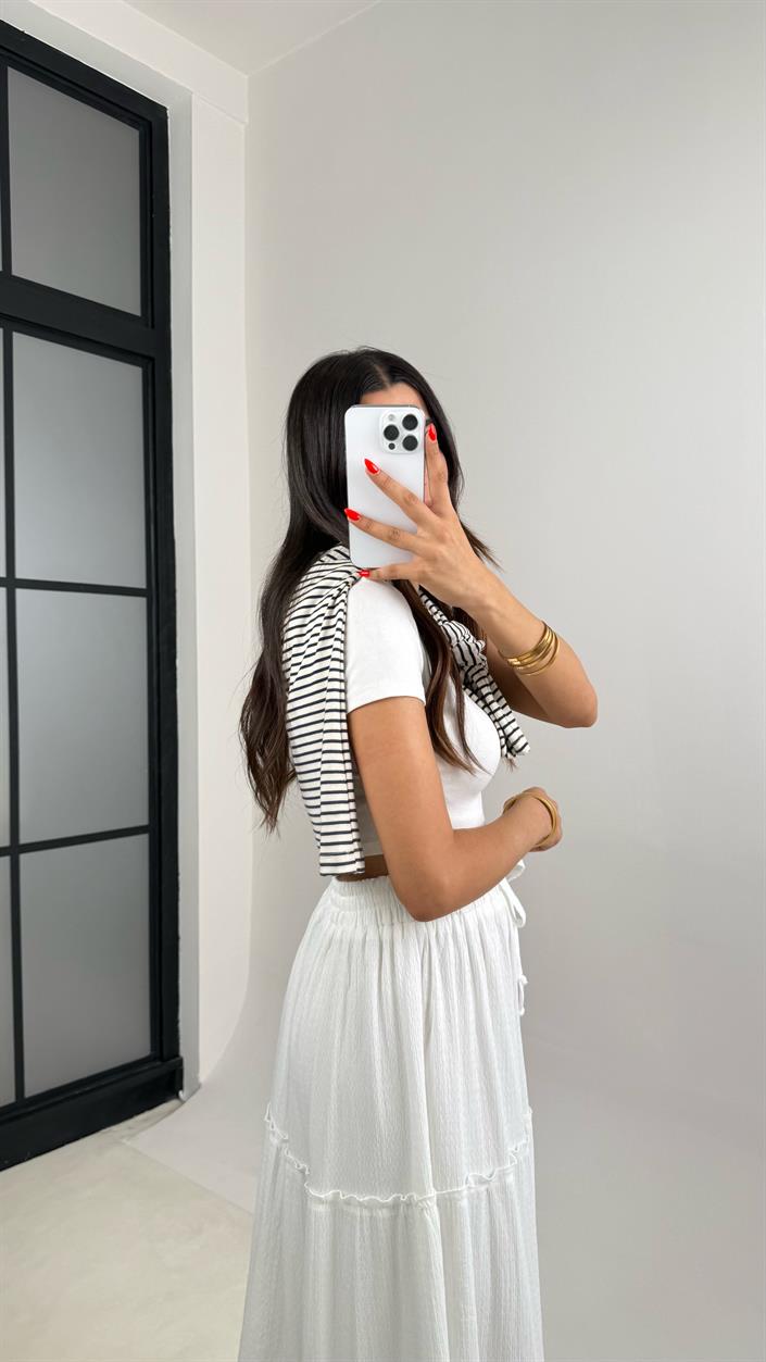 Beyaz Fırfır Katlı Etek GAUS-0034