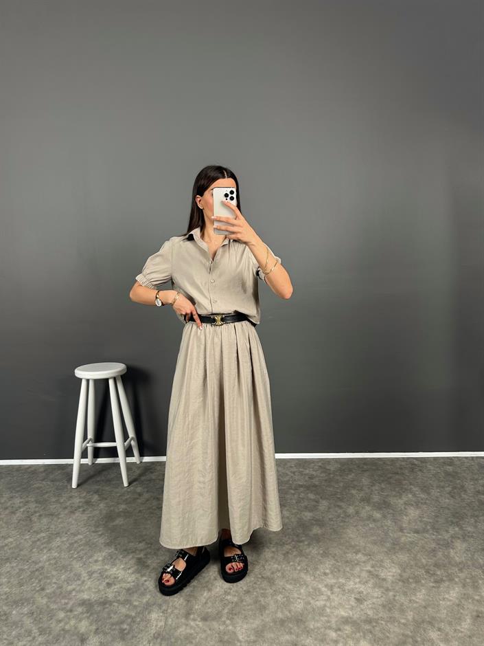 Fleur Açık Vizon Zr Model Etek Bluz Takım 