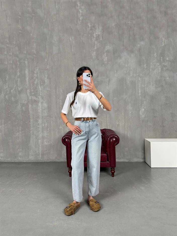 Ceremi Açık Mavi Mom Jean