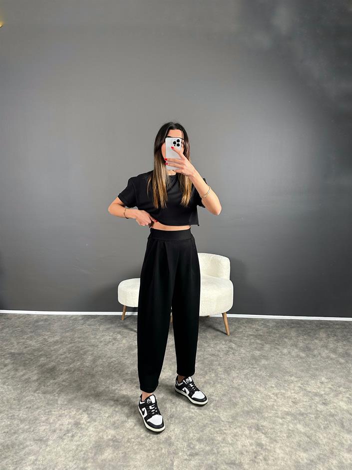 Wulf Siyah Modal Kumaş Şalvar Pantolon