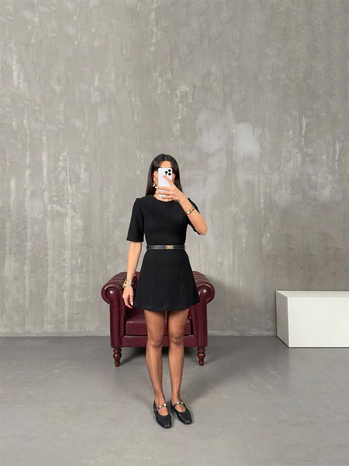 Senita Siyah ZR Model Kaşe Elbise