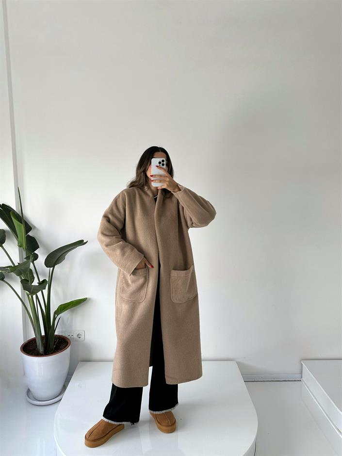 Açık Kahve İthal Kürk Kaban