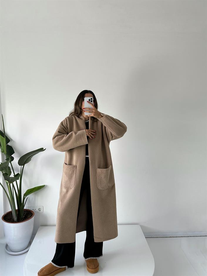 Açık Kahve İthal Kürk Kaban