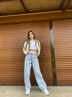 Açık Mavi Palazzo Bol Kesim Jean