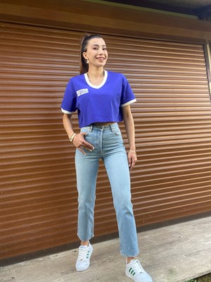 Açık Mavi Yüksek Bel Boyfriend Jean