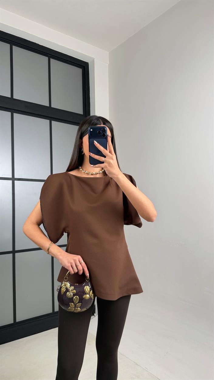 Kahve Balon Kol Bluz GAUS-01126