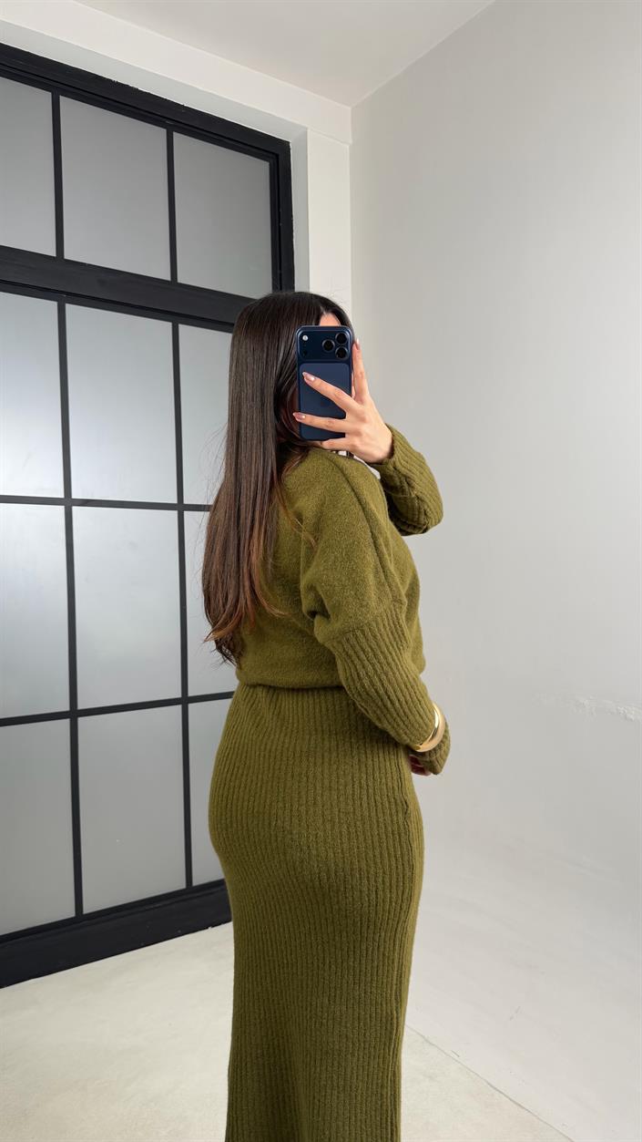 Yeşil Maxi Boy Triko Elbise GAUS-01083