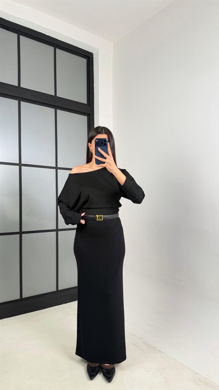 Siyah ZR Muadil Likralı Yumuşak Kumaş Etek GAUS-00801