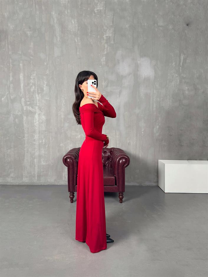 Sonia Kırmızı Madonna Yaka Pinterest Elbise