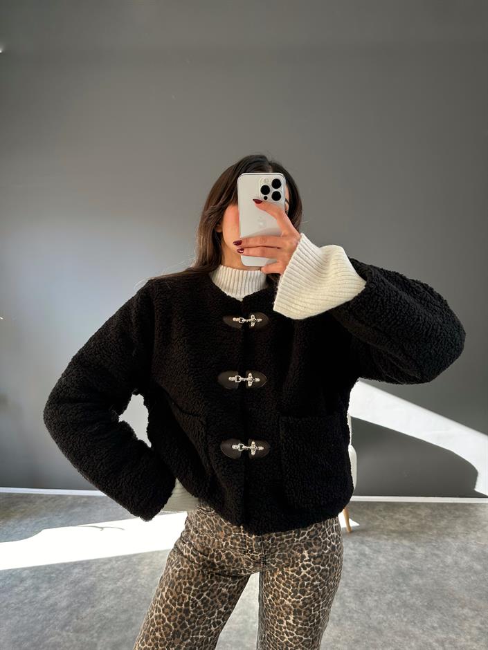 Sua Siyah Astarlı Teddy Mont