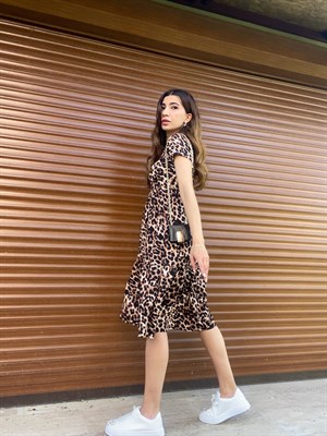 Adella Leopar Desenli Elbise