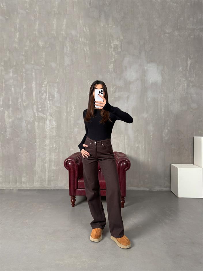 Revin Acı Kahve ZR Model Wide Leg Jean