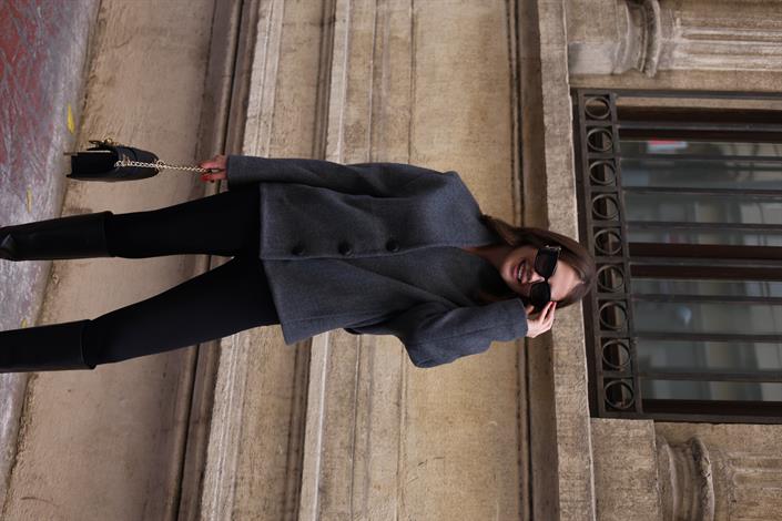 Antrasit Astarlı Kısa Kaşe Kaban GAUS-00667