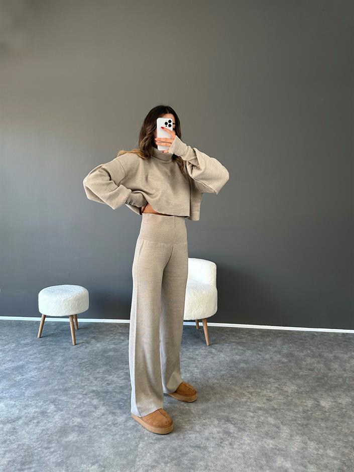 Li Vizon Crop Pantolon Triko Takım 