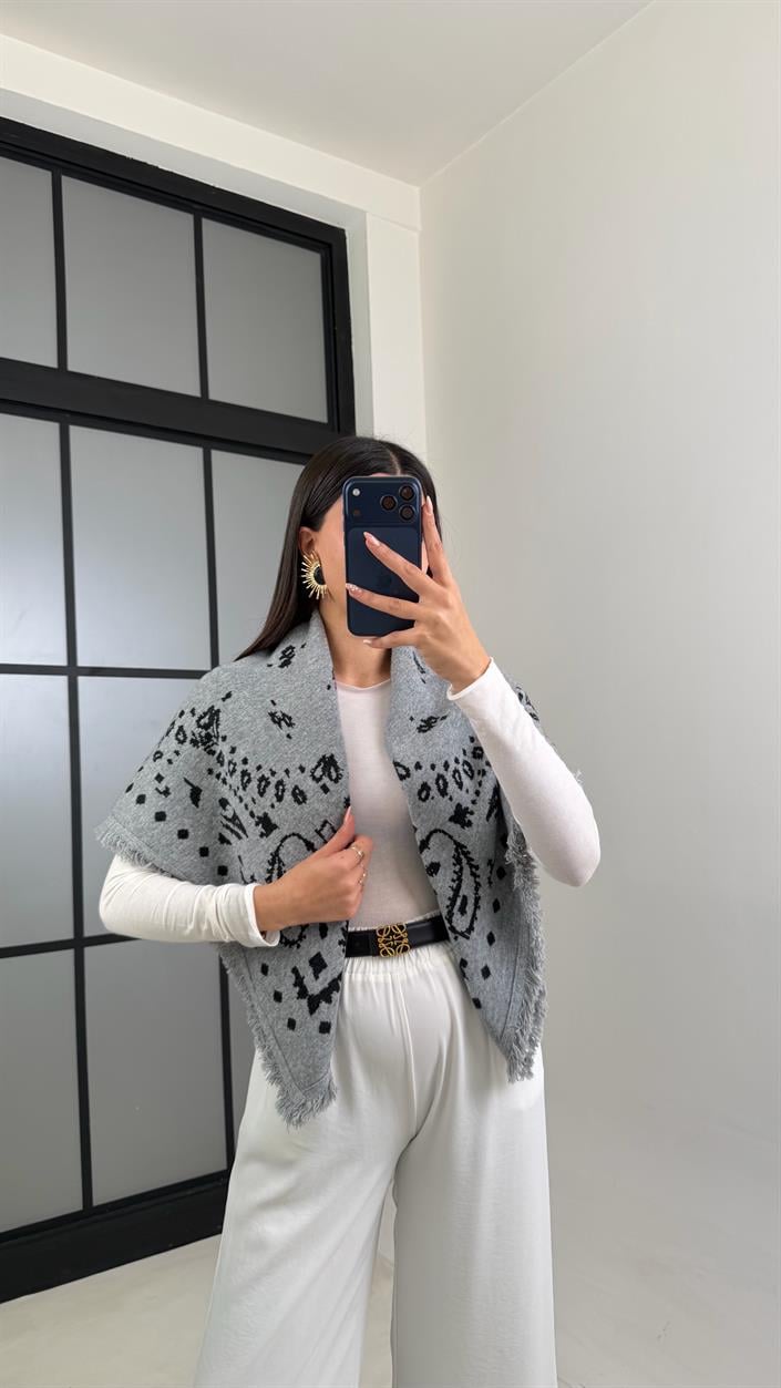 Siyah Desenli Muadil Triko Şal GAUS-00907