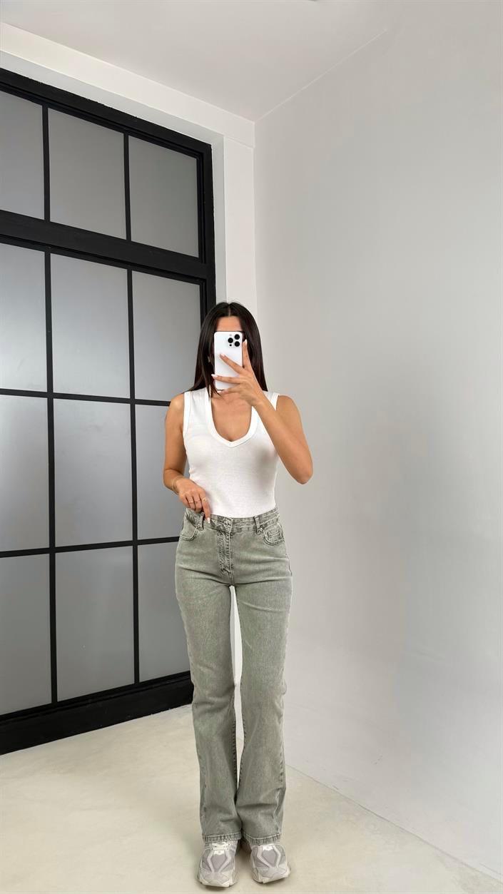 Gri Eskitmeli Flare Jean GAUS-00480