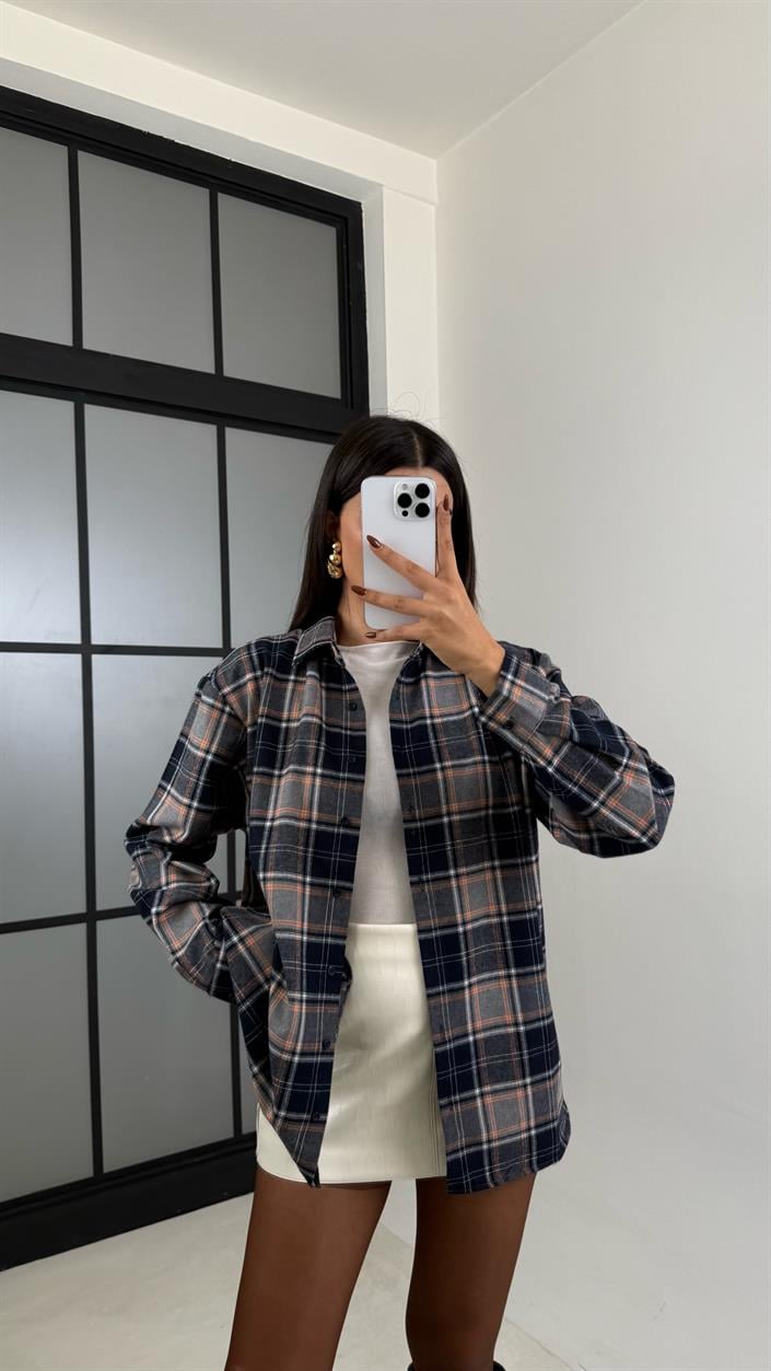 Lacivert Ekoseli Oduncu Gömlek GAUS-00462