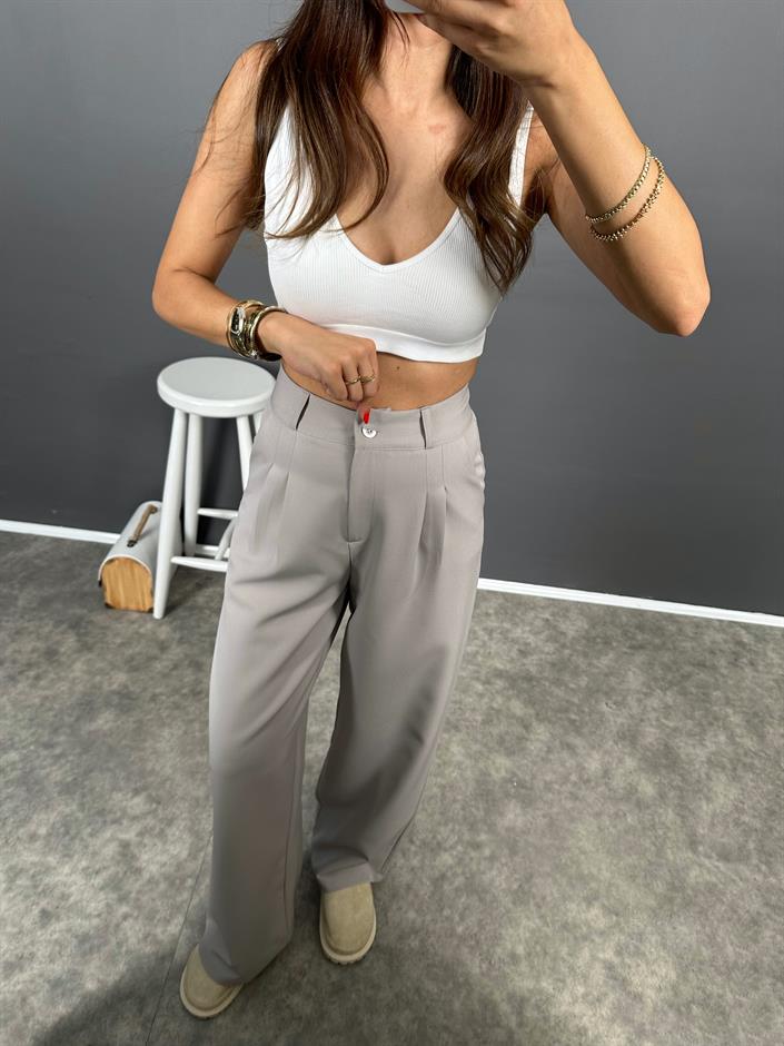 Fado Gri Kumaş Palazzo Pantolon