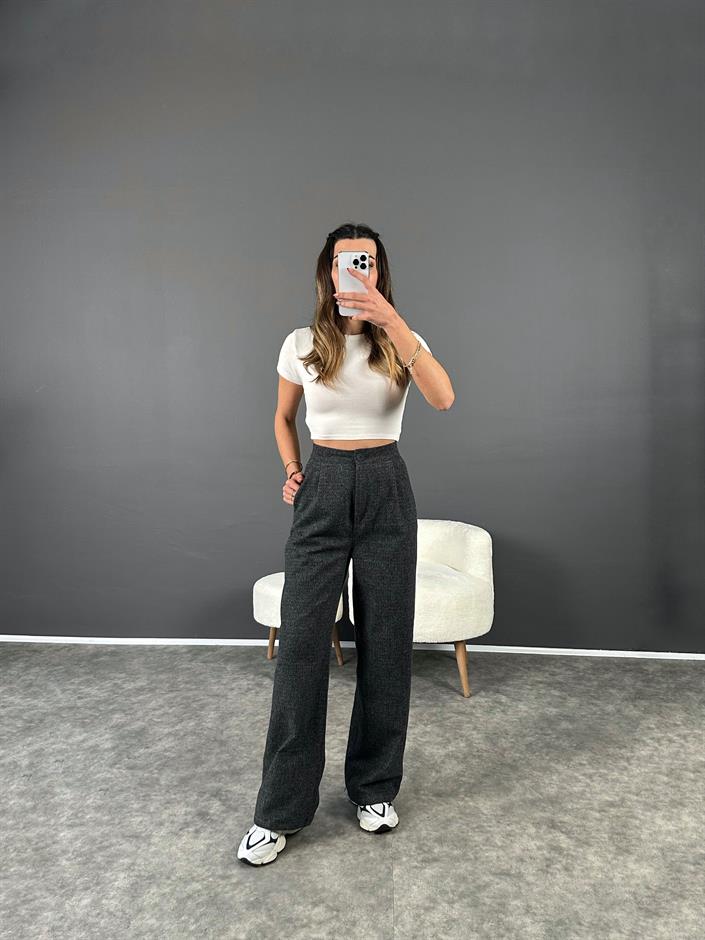 Gri Yünefek Palazzo Pantolon 