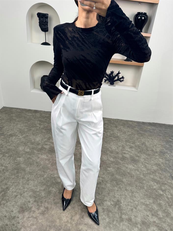 Sug Beyaz Gabardin Havuç Pantolon