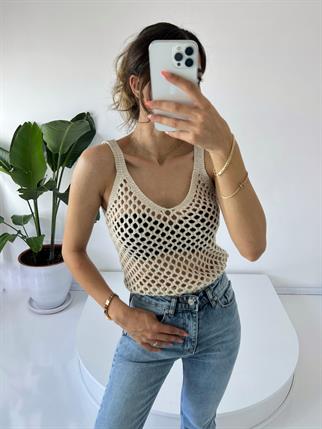 Ajurlu Bej Triko Atlet