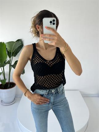 Ajurlu Siyah Triko Atlet 