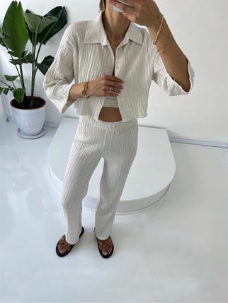 Alyona Kırçıllı Beyaz Gofre İkili Takım