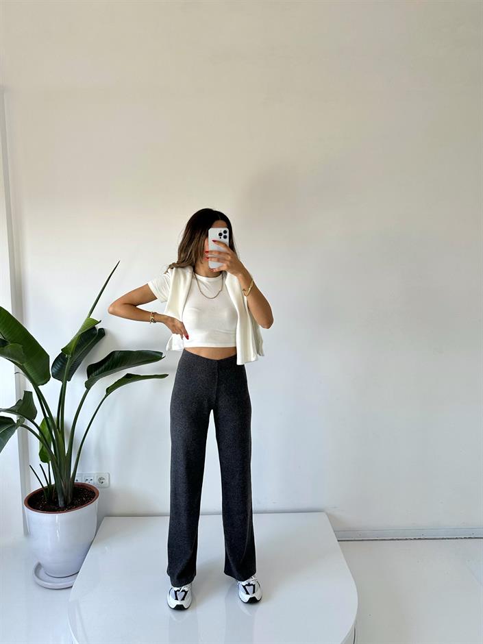 Antrasit Kaşkorse Örgü Pantolon 