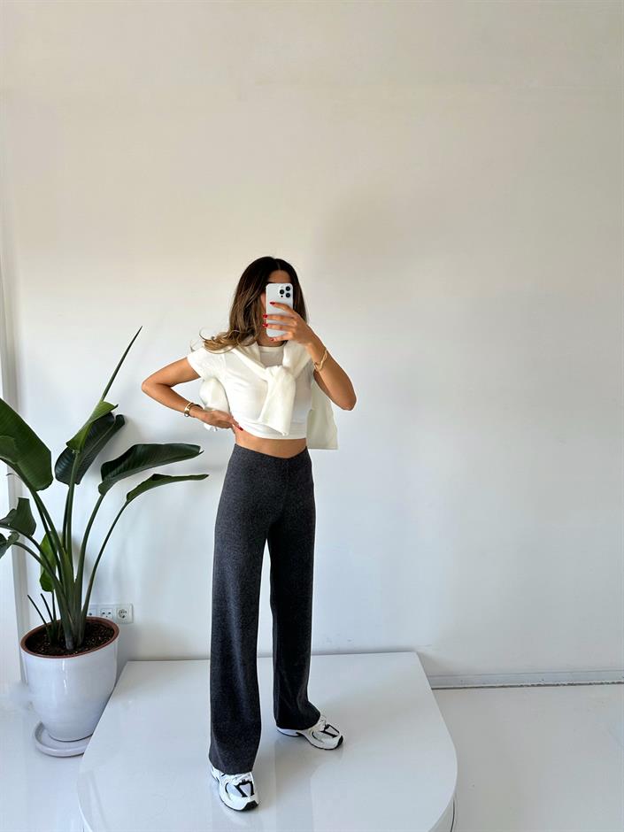 Antrasit Kaşkorse Örgü Pantolon 