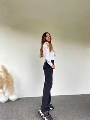 Antrasit Siyah Straight Jean 
