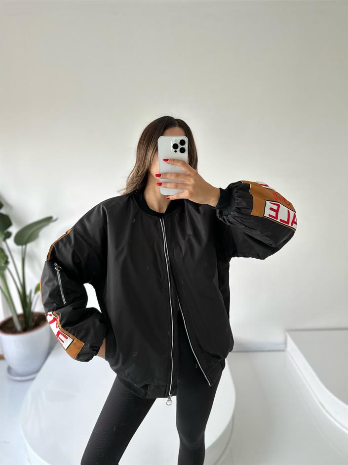 Arkası Baskılı Oversize Mevsimlik Bomber Mont