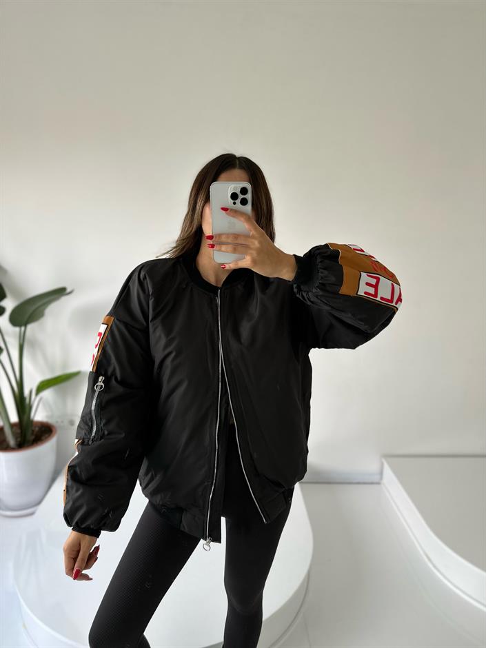 Arkası Baskılı Oversize Mevsimlik Bomber Mont