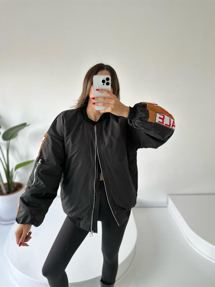 Arkası Baskılı Oversize Mevsimlik Bomber Mont