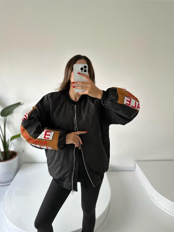 Arkası Baskılı Oversize Mevsimlik Bomber Mont