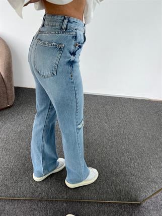 Asimetrik Yırtık Wide Leg Jean 