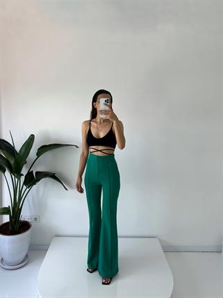 Aymila Yeşil Çımalı İspanyol Pantolon