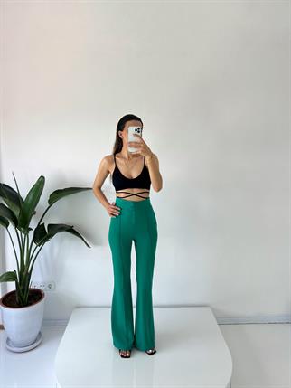 Aymila Yeşil Çımalı İspanyol Pantolon
