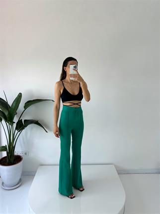 Aymila Yeşil Çımalı İspanyol Pantolon