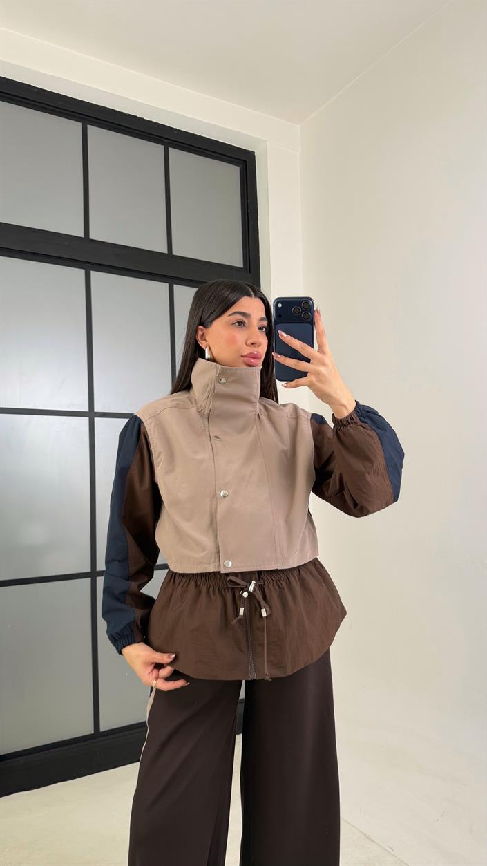 Vizon Beli Lastikli Paraşüt Detaylı Ceket Pantolon Takım GAUS-01077