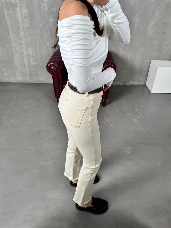 Vonce Kemik Yüksel Bel Paçası Püsküllü Jean