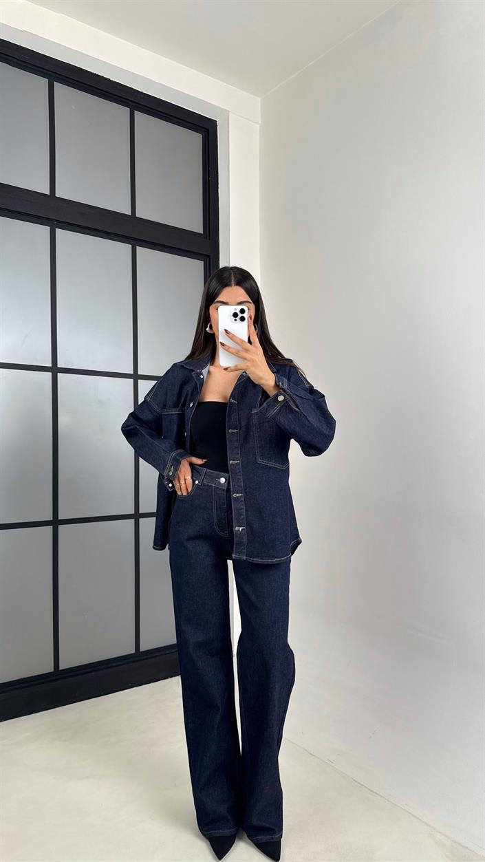 Lacivert Denim Gömlek Pantolon Takım GAUS-00220