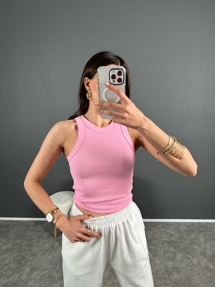 Pembe Halter Yaka Atlet