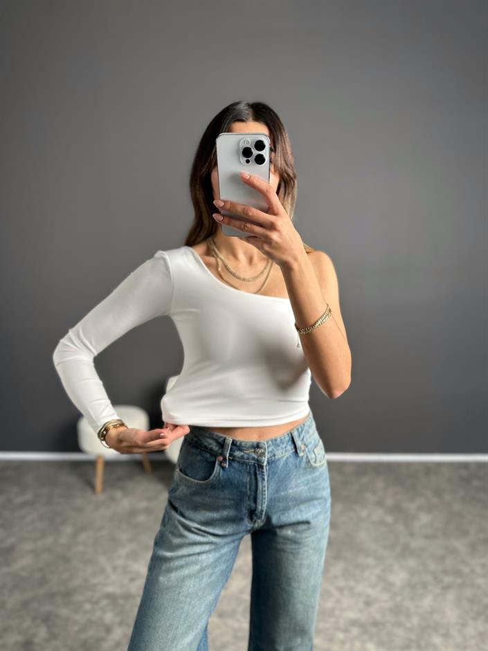Beyaz Tek Kol Basic Crop