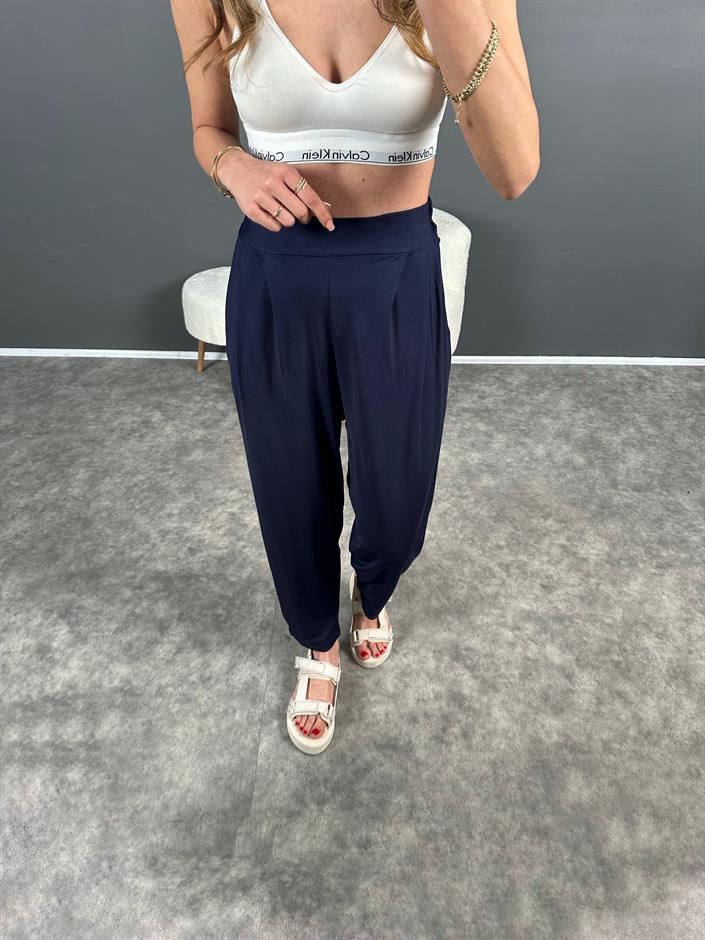 Tanya Lacivert Yazlık Modal Kumaş Harem Pantolon