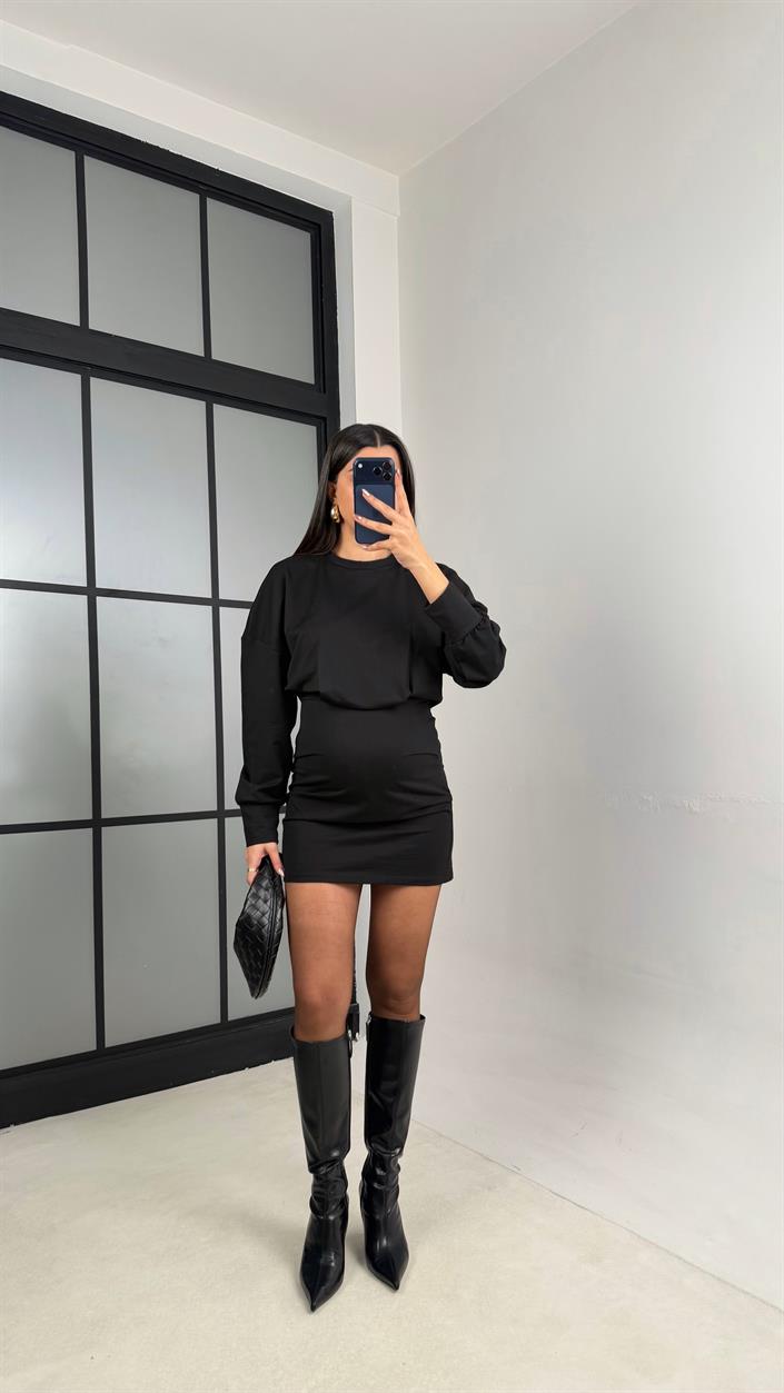 Siyah Basic İki İplik Elbise GAUS-01067