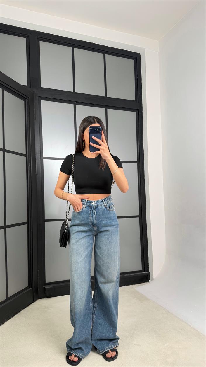 Mavi Yüksek Bel Straight Jean GAUS-01304