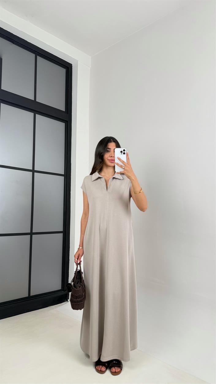Taş MD Muadil Polo Yaka Cepli Basic Elbise Gaus00568