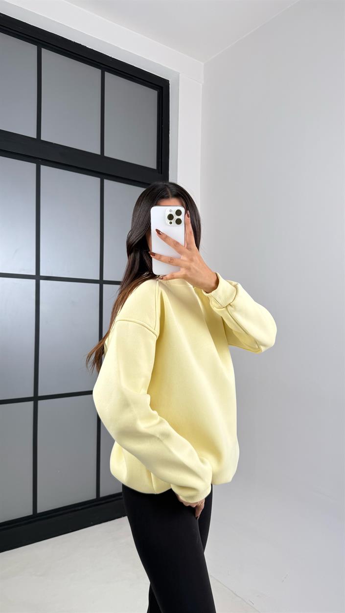 Sarı Şardonlu Basic Sweatshirt GAUS-00219