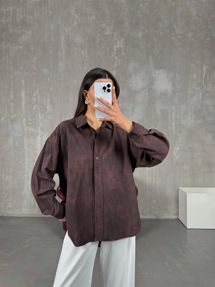Acı Kahve Oversize Gömlek Gaus00146